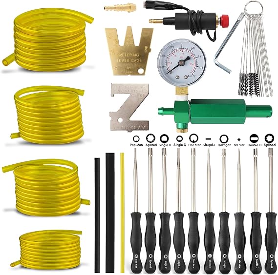 AUTOKAY 23 Pcs Carburetor Adjustment Tool Screwdriver Kit for Common 2 Cycle Small Engine Carb Tune up Adjusting Tool with Spark Plug Engine Ignition Tester Tool, 57-21-1 Carburetor Leak Detector