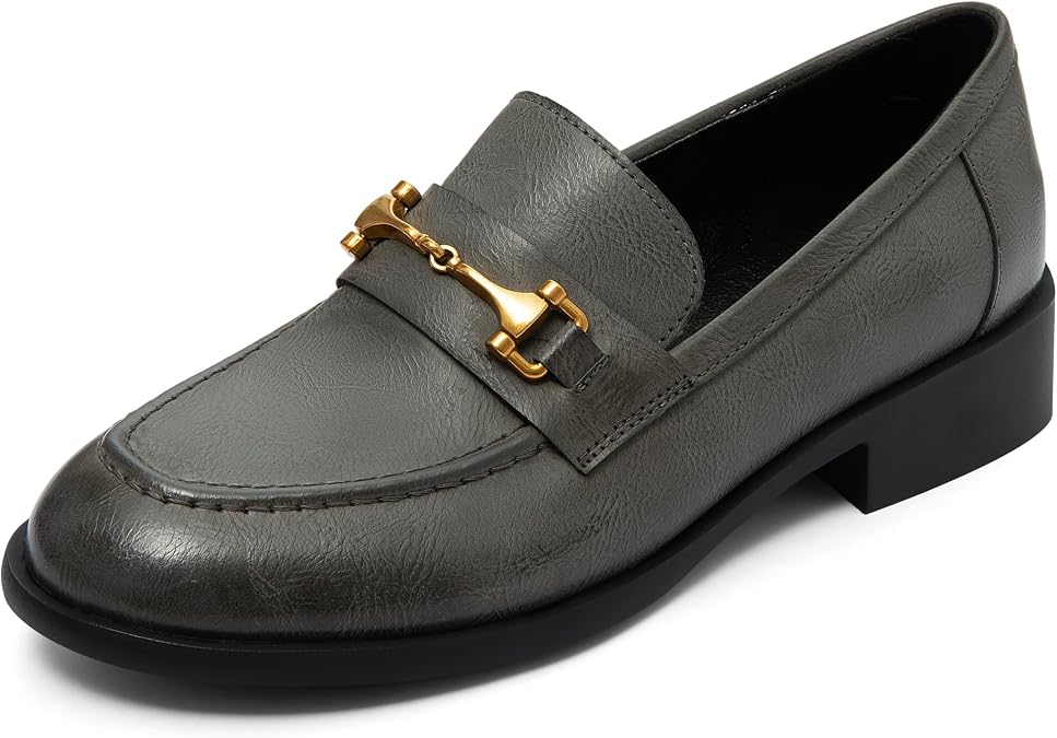 Women's Formed Sole Leather Loafers | Comfortable Horsebit Moccasins, Slip-On Flats for Office & Casual Wear