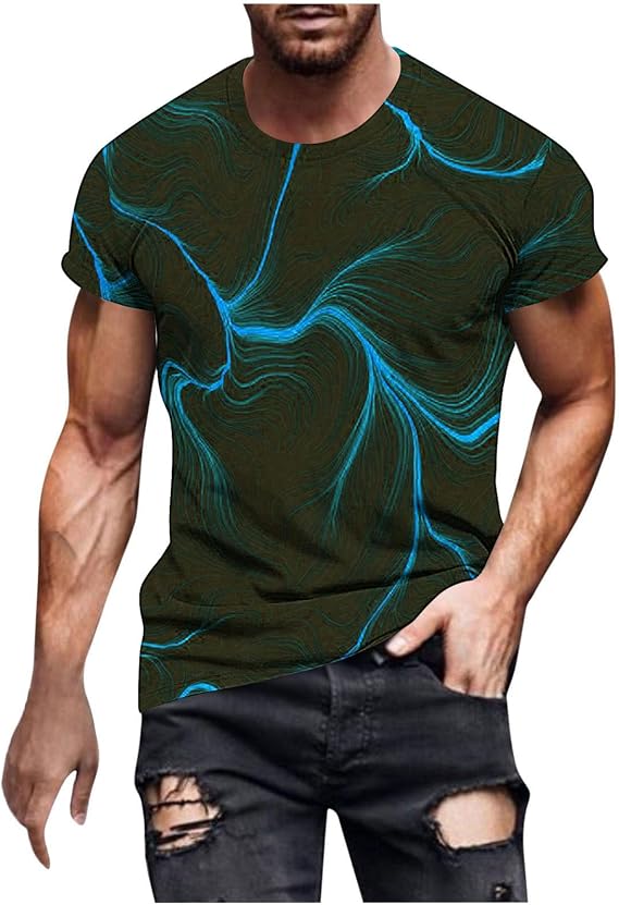 T Shirts for Man Big and Tall Short Sleeve Casual Athletic Shirts Funny 3D Flame Print Graphic Tee Shirts for Men