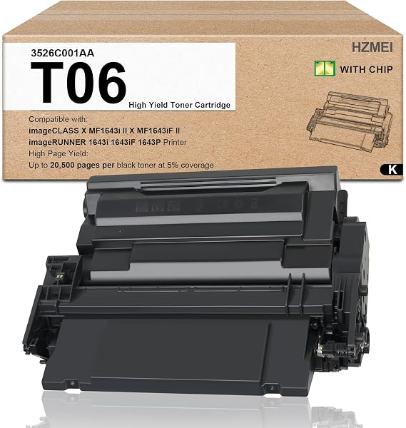 T06L T06 Toner Cartridge with Chip High Yield Compatible for Canon T06 Black Toner Cartridge 3526C001AA imageRunner 1643i 1643iF 1643P Printer