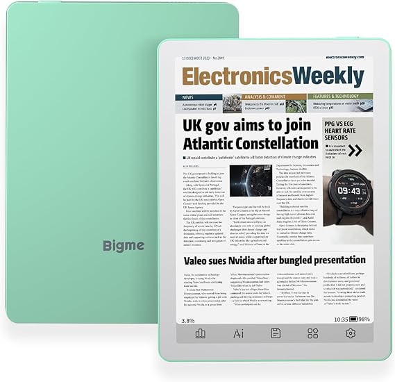 Bigme B6 Color E-Reader, E-Ink eBook Readers 6 Inch Colour eReaders Digital ePaper Tablet with Android 14, 4G+64GB, Adjustable Front Light Android eReader Device with Audiobook Light Green