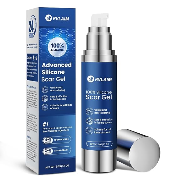 Rvlaim 100% Advanced Silicone Scar Gel for Old & New Scars,1.7oz/50ml