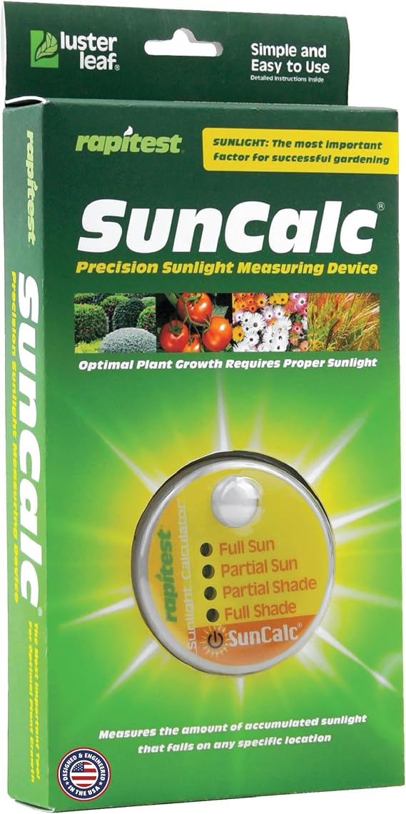 Luster Leaf 1875 Rapitest SunCalc Sunlight Calculator for Gardens Measures Full Sun, Partial Sun, Partial Shade,  Shade. Designed and Engineered in the USA