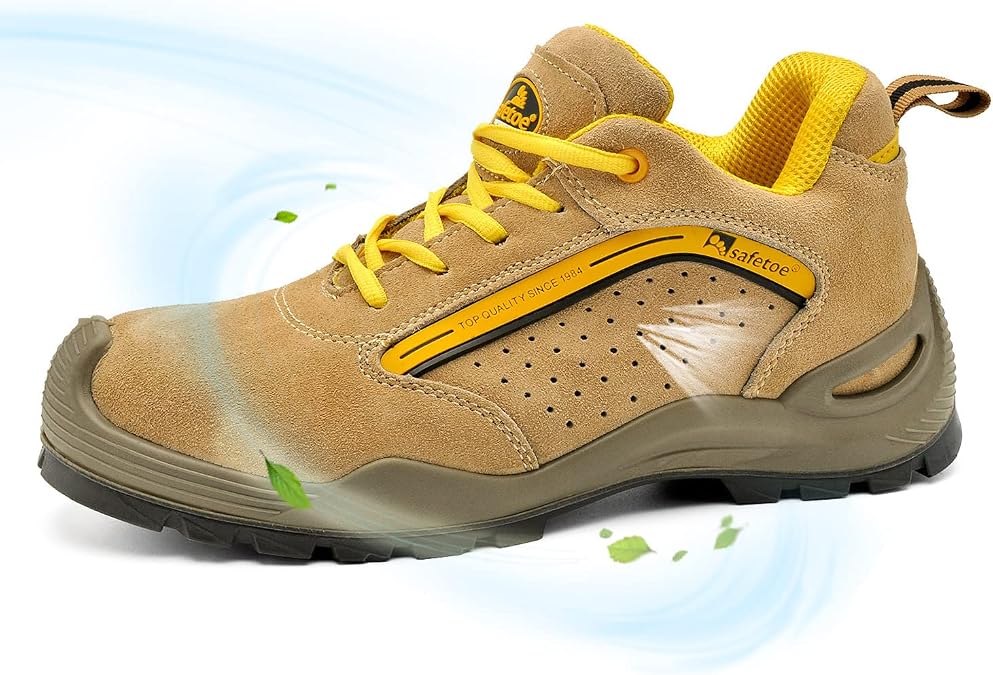 Comfortable Safety Shoes for Men & Women, 7296YN S1P SRC Safety Trainers with Steel Toe Cap, Lightweight Wide Fit Safety Work Boots for Site, Construction,DIY, Lab etc