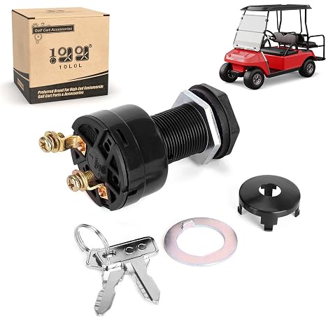 10L0L Golf Cart Ignition Switch 36V-48V for Club Car DS (1996 Up) | 2-PIN Ignition Switch Replacement Part 101826201 - with 2pcs Club Car Key