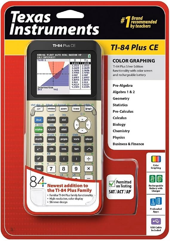 Texas Instruments TI-84 Plus CE Graphing Calculator, Gold