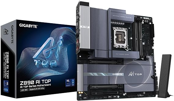 GIGABYTE Z890 AI TOP Intel Core Ultra (Series 2) LGA 1851 Motherboard, E-ATX, DDR5, 4X M.2, PCIe 5.0, Thunderbolt 5, WIFI7, 10GbE LAN, EZ-Latch