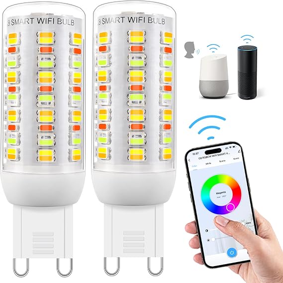 I-SHUNFA Wi-Fi RGBCW Smart G9 LED Bulbs,Compatible with Alexa/Google Home [Energy Class A]