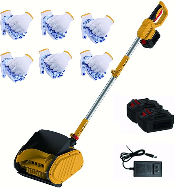 Cordless Electric Snow Shovel & Blower, 1200W Snow Remover with 2×21V Batteries & 6 Gloves, 32cm Wide Clearing Path, Telescopic Pole, for Driveways, Patios & Pathways