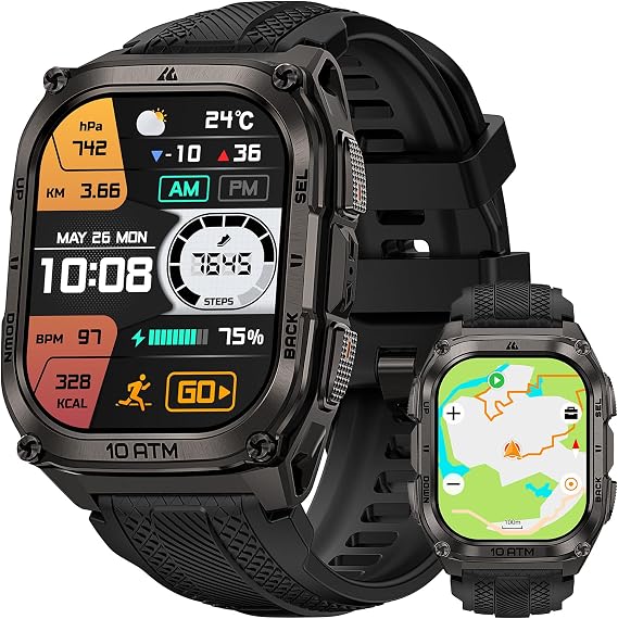 KOSPET Tank M4 Smart Watch Rugged, GPS & Offline Maps, 10 ATM Waterproof