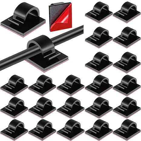 Namalu 60 Pieces Mini Cable Clips Hooks Christmas Light Clips Self Adhesive Light Hooks Cord Clips for Desk Outdoor String Lights(Small,Black) | Self Adhesive Cord Clips Wire Holder Cable Organizer for Desk Wall Window Light Hooks for Christmas Outdoor String Lights