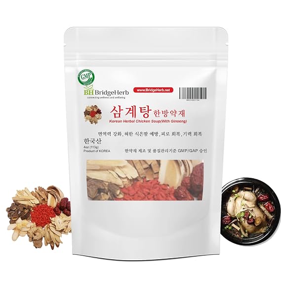 BridgeHerb | Herb Blend for Chicken Soup with Ginseng  | 4oz/113g | Authentic Korean Herb Blend | Product of Korea | GMP Approved