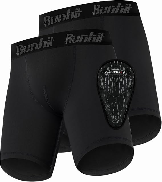 Runhit Boys Cup Underwear for Baseball Football, Youth Compression Shorts with Soft Protective Athletic Cup Boxer Brief