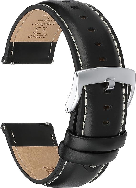 Leather Watch Straps Quick Release, Elegant Top Grain Leather Watch Strap Bands Replacement for Men and Women, Watches and Smartwatch, Choice of Width 18mm 19mm 20mm 21mm 22mm