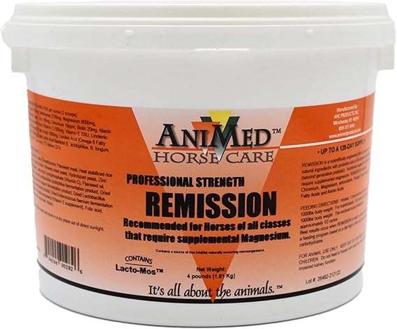 AniMed Remission 4 lbs - Comprehensive Nutritional Support for Horses with Metabolic Issues, Probiotics, and Essential Nutrients for Hoof Health, Gut Health, and Overall Well-Being