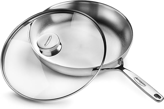 Demeyere 5-Plus Stainless Steel 11-inch Fry Pan with Glass Lid