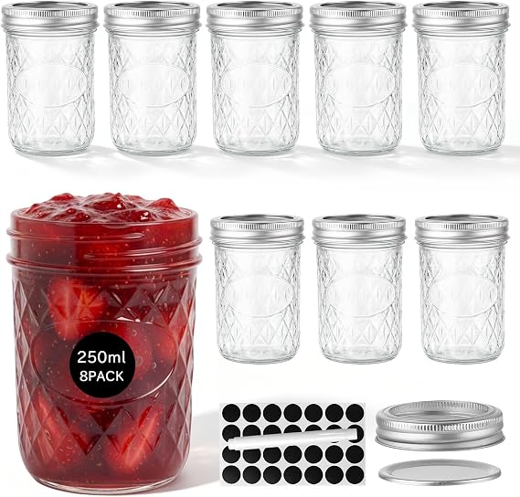 Set of 8 preserving jars with lids 250 ml mason jar