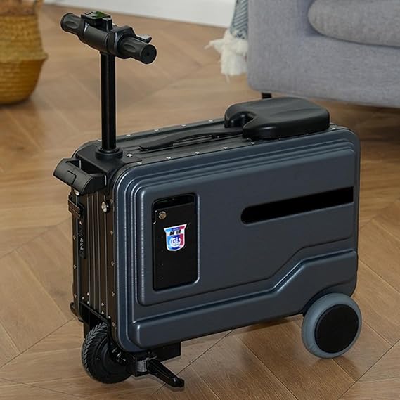 Electric Ride-On Suitcase for Adults,Smart e-Riding Suitcase,Equipped with a Brushless Motor,30-Liter Capacity,with Cup Holder,Suitable for Travel and Commuting Gray