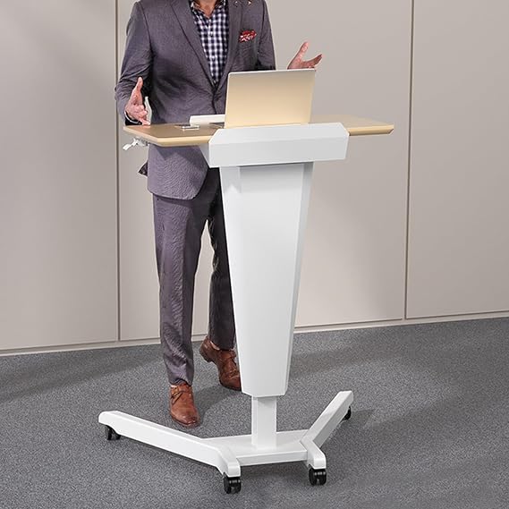 Lectern Podium Stand,Mobile Lectern Multi-Purpose Podium, Height Adjustable Lecture Podium Stand, Standing Laptop Desk for Restaurants, Churches, Seminars and Schools