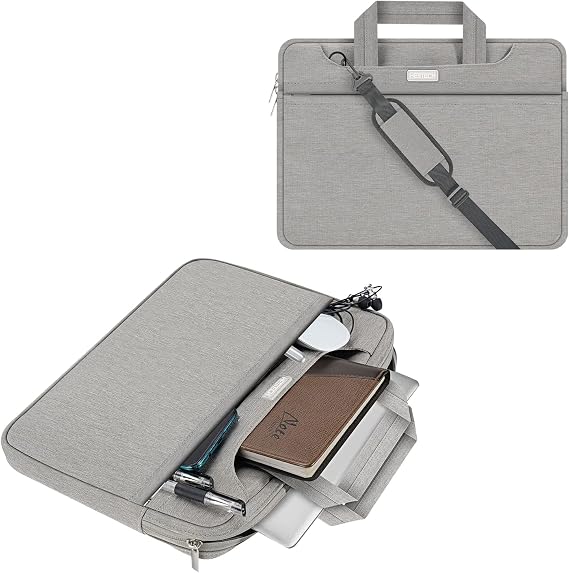 HESTECH Laptop Shoulder Bag, 15.6" Laptop Case Sleeve Business Messenger Briefcase Carrying Handbag for Women Men Fits 15-16 Inch Dell HP Acer Aspire 5/Predator Helios 300 Chromebook,Gray