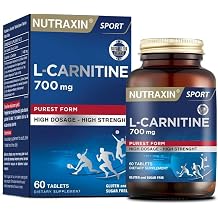Nutraxin L-Carnitine, 60 Tablets - 1400mg L-carnitine per Serving - Allergen-Free, No Artificial Additives, Non-GMO, Halal Certified, GMP Manufactured - Take One Tablet Twice Daily