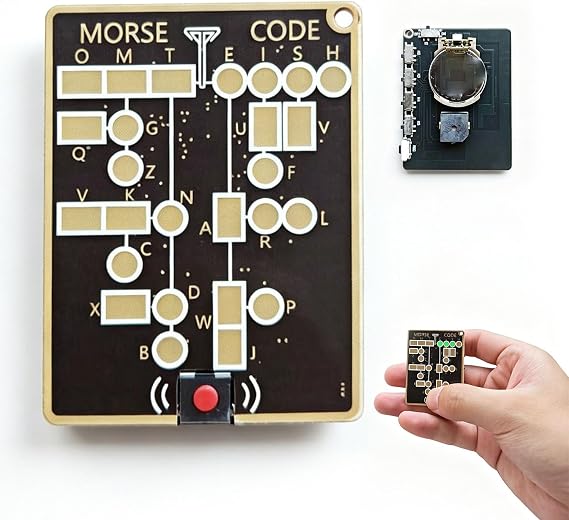 Morse Code Trainer Card Pro, Interactive LED & Audio Telegraph Practice Tool, Professional PCB Style, Real-Time Feedback, Record & Playback