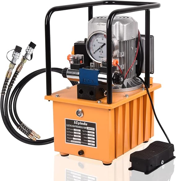 Hydraulic Electric Pump 8.4Quart 2.1Gallon Double Acting Solenoid Valve 8L Hydraulic Power Pack Cylinder Electric Portable Pump, DB075-D2