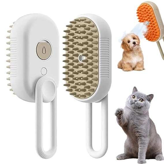 Waterbrush for Dogs, 3 in 1 Water Dog Brush, Water Brush for Dogs, Dog Water Brush Steamer, Water Brush Spa for Dogs, Pet Water Brush, Steam Water Brush for Dogs&cats,Steam Brush for Shedding (White)