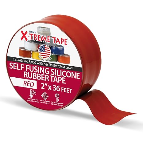 MOCAP X-Treme Tape - Heavy Duty Waterproof Self Fusing Silicone Rubber Tape for Hose, Pipe, Electrical, Automotive, Outdoor, and Repairs - Leak Proof, Insulating - 2 Inch x 36 Ft Roll - Red