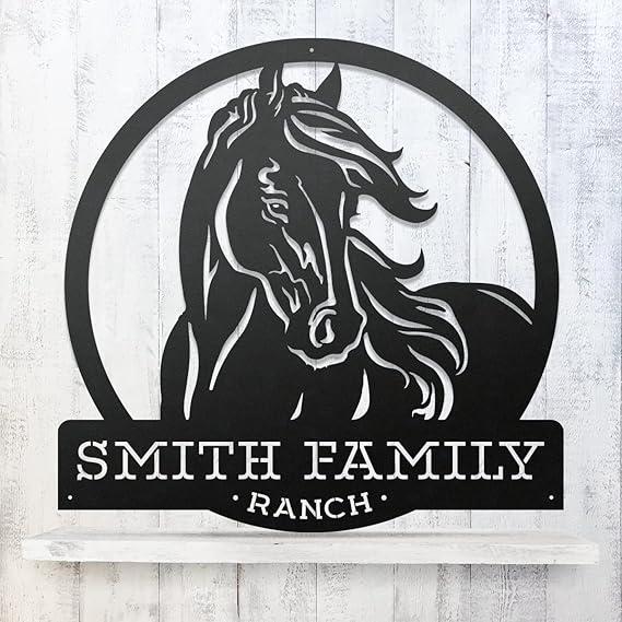 RealSteel Personalized Horse Ranch Metal Sign Custom Farmhouse Western Wall Art, Rustic Horse Barn & Stable Name Sign, Indoor Outdoor Steel Decor, Unique Gift for Horse Lovers, Ranch & Farm Homes