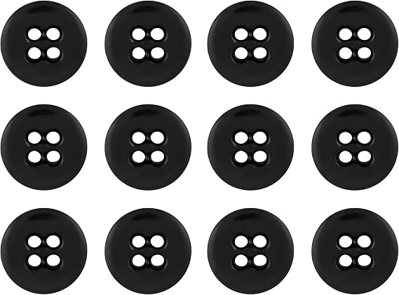 ButtonMode Suspender Brace Buttons 17mm 27L Style 4 for Pants, Trousers, Overalls, Denim, Leather, Army, American Military Spec Industrial Strength, Size 0.675 inch or 11/16", Black, 12-Buttons