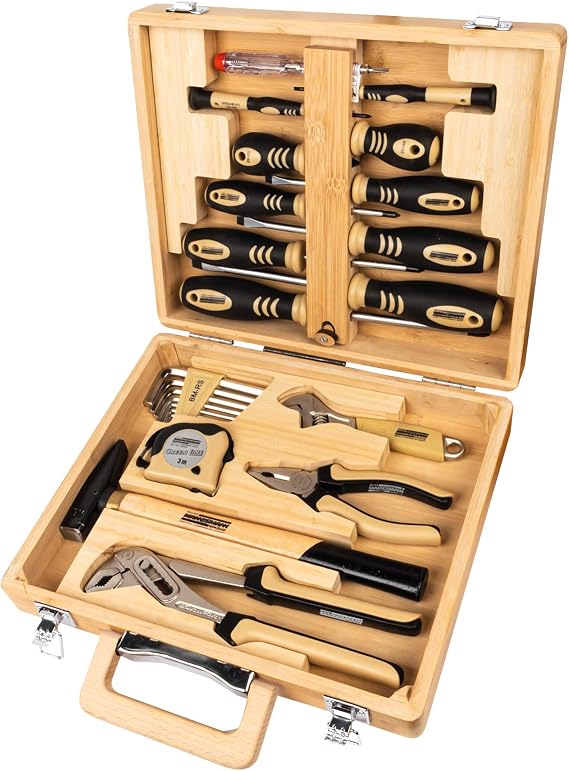 Bruder Mannesmann M29001 Tool Set in Bamboo Case, 24 Pieces