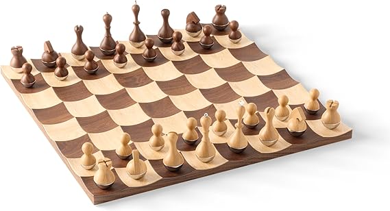 Umbra Wobble Chess Set for 2 Players, Ages 5+, Walnut
