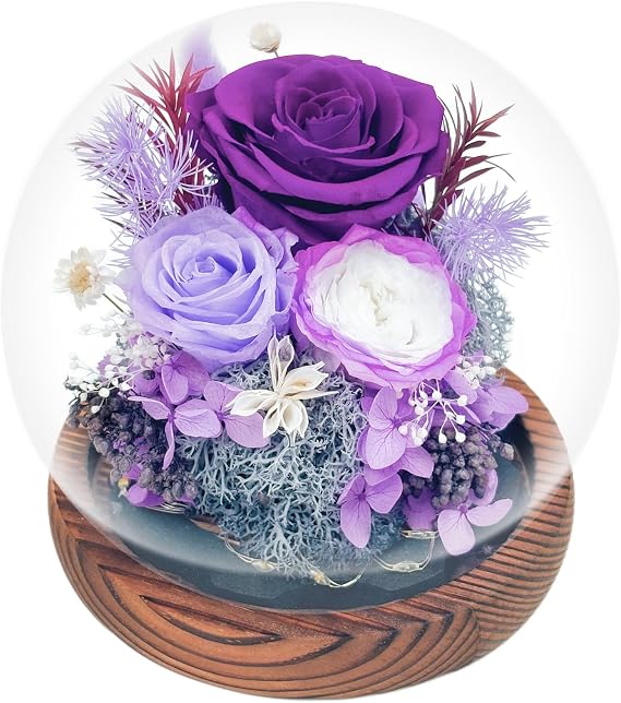 ZCOINS Preserved Purple Flowers in Glass Ball, Forever Rose in Glass Dome with LED Light, Birthday Gifts For Women Mom Girlfriend Grandma Mothers Day, Lighted Rose Globe for Her Ladies Gift Ideas