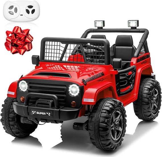 24V Ride on Car with Remote Control, XL 2 Seater 4WD/2WD Switchable Truck w/4X200W Motor, 20 Inch Wide Seat, Gift Flower Power Car Wheels 24 Volt Big Truck for Boys Girls, Red