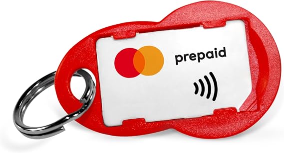 Go - the smallest MasterCard in the world: NFC microcard for contactless payment, with or without shopping trolley remover as a key ring in your choice of colour, red, 2.5 x 1.5 cm, Modern
