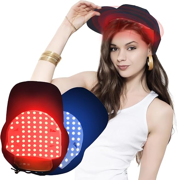 Red Light Therapy Hat, Cap for Hair Growth, Laser Hair Growth Cap, Hair Loss Treatment, 470nm 630nm and 650nm Wavelength, 70 LEDs Lamp Beads, 4 Modes