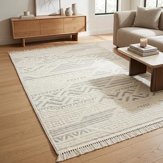 Aden Levini Dokuma Halı | Makinede Yıkanabilir | Modern Halı | Kilim ve Yolluk | Gri | 200 x 300 cm | Model LVN01