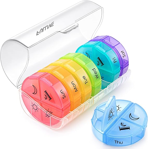 Weekly Pill Organizer 4 Times a Day, 7 Day Pill Cases, Large Portable Pill Box Medicine Organizer for Pills Vitamin Fish Oil Supplement