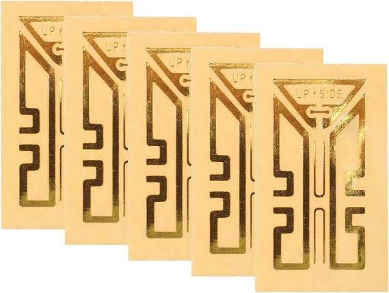 VOCOSTE 5pcs Cell Phone Signal Patches, Gold Tone, Rectangle, Enhance Mobile Phone Reception, Compatible with Cell Phones, PDA, Radios, Pagers, Home Phones