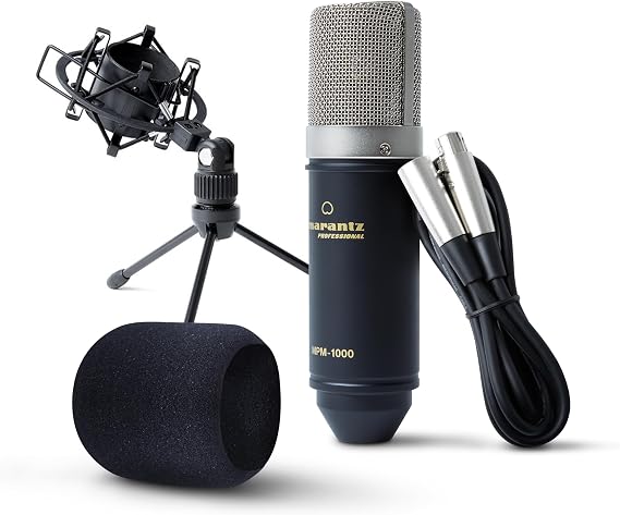 Marantz Professional MPM-1000 - Studio Recording XLR Condenser Microphone with Desktop Stand and Cable - For Podcast and Streaming Projects