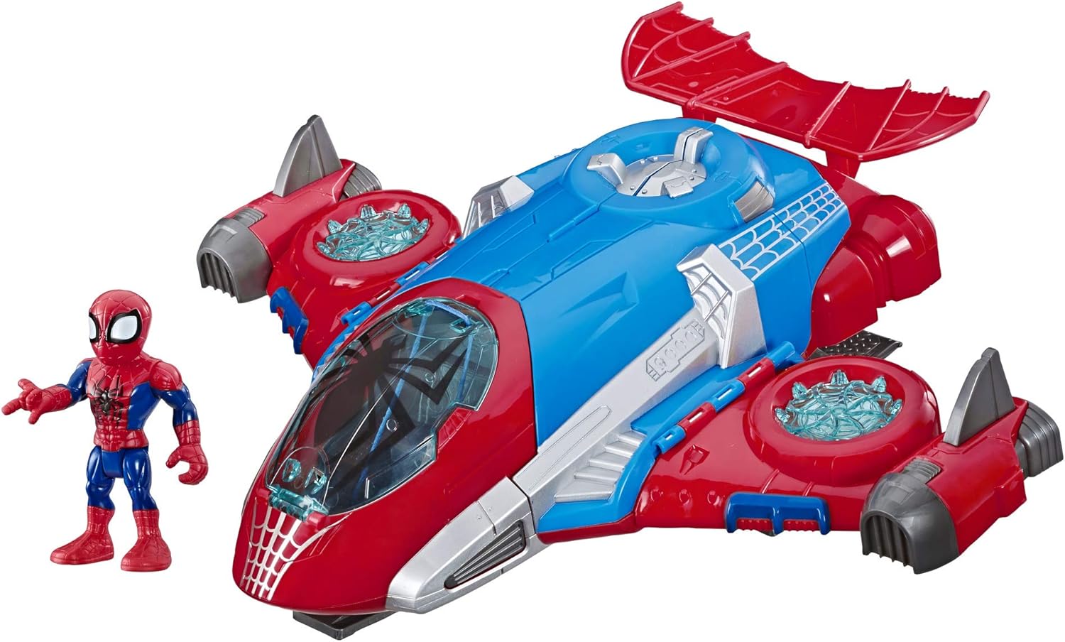 Super Hero Adventures Playskool Heroes Marvel Super Hero Adventures Spider-Man Jetquarters, 5-Inch Action Figure And Vehicle Set, Toy Jet, Collectible Toys For Kids Ages 3 And Up