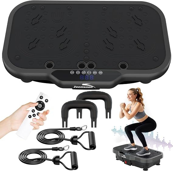 Vibration Plate Exercise Machine with Handles, 2026 Upgrade Motor 8000 Vibrations/min & Extra Larger Vibrating Plate, 400lbs Power Plate, 200 Speed Levels, 5Modes, Bluetooth, Quiet, for Weight Loss