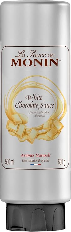 MONIN White Chocolate Sauce, Single Bottle, 16.9 fl oz 500 ml