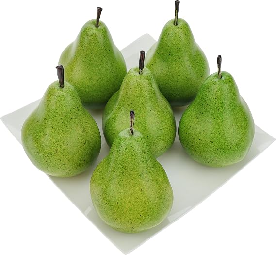 Gresorth 6 Pcs Artificial Green Pear Decoration Fake Pears Faux Fruit