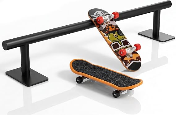 Fingerboard Rail 11" Metal Round Grind Rail Non-Slip Stable Base for Smooth Slides & Grinds Fingerboard Trick Training Obstacle Fits Tech Deck Mini Skate Park & Desk Setup