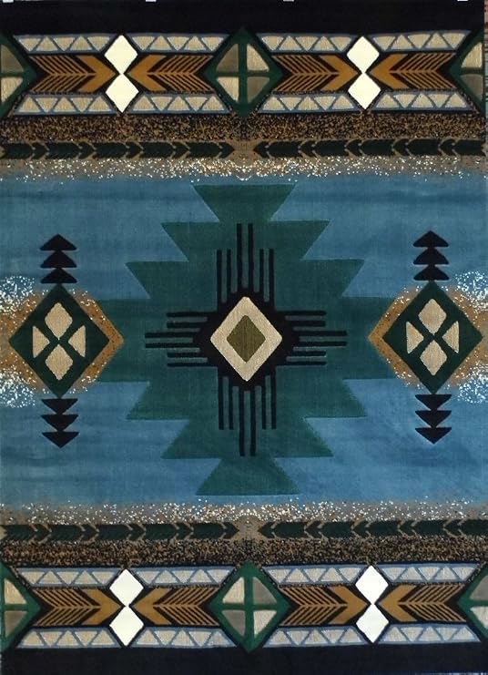 Concord Global Trading South West Native American Area Rug Design # C318 Blue (5 Feet x 7 Feet)