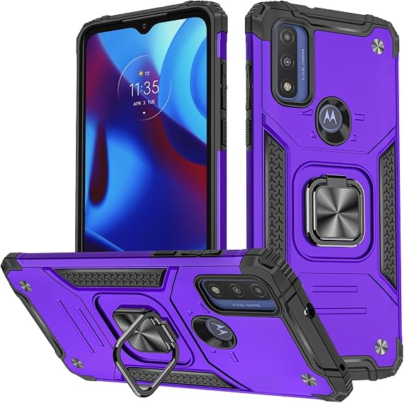 for Moto G Pure Case, Moto G Power 2022 Case, 360Military Grade Rotatable Kickstand (Heavy Duty) Shockproof Protective Cases for Moto G Pure/Moto G Power 2022 (Purple)
