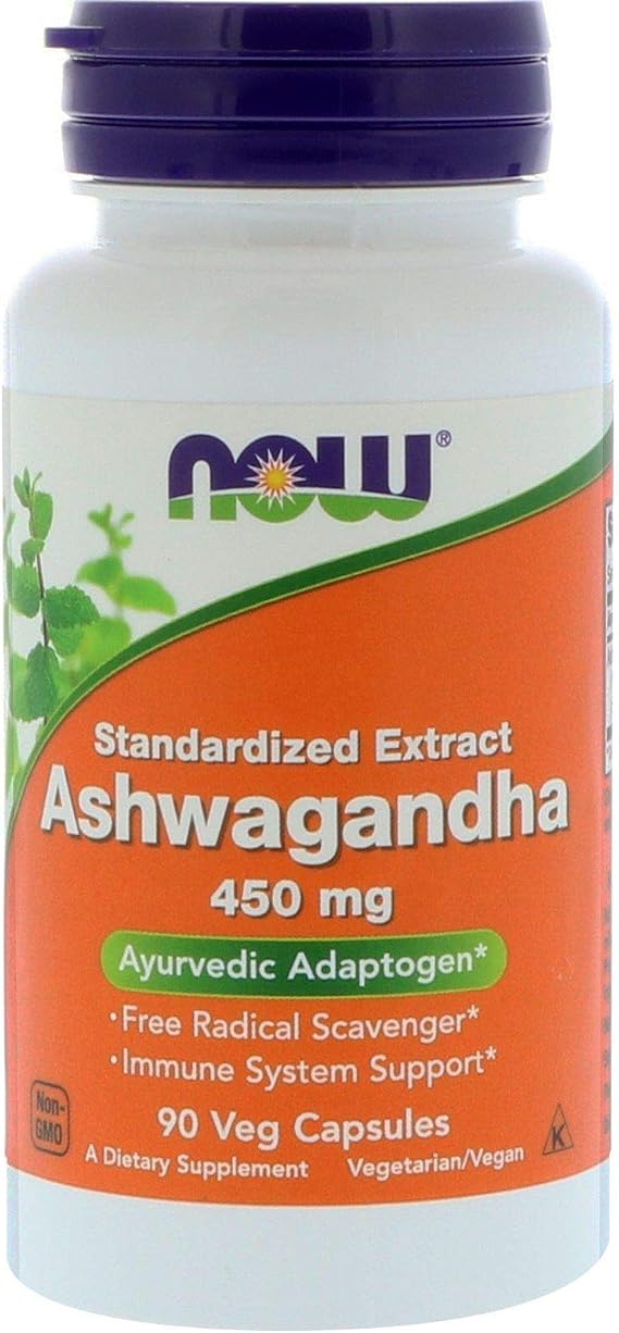 Now Supplements, Ashwagandha (Withania somnifera) 450 mg (Standardized Extract), 90 Veg Capsules