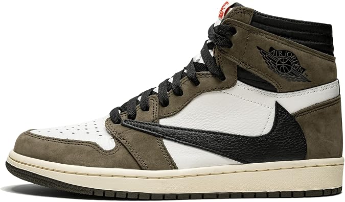 AIR JORDAN Nike Men's 1 High OG Ts Sp Travis Scott, Sail/Dark Mocha/University Red - Size - 8